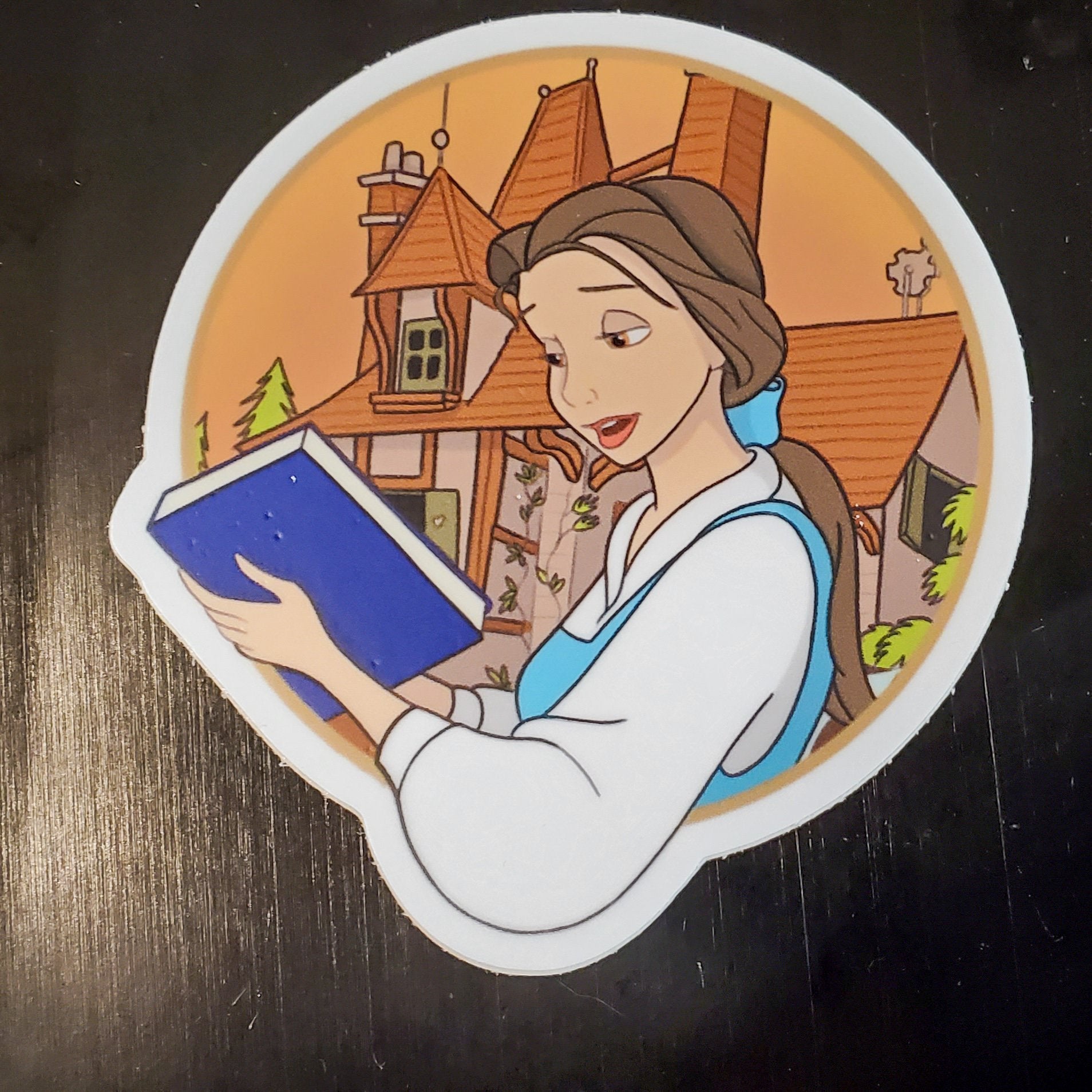 Belle Reading Vinyl Sticker - bibliophileprints