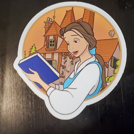Belle Reading Vinyl Sticker - bibliophileprints