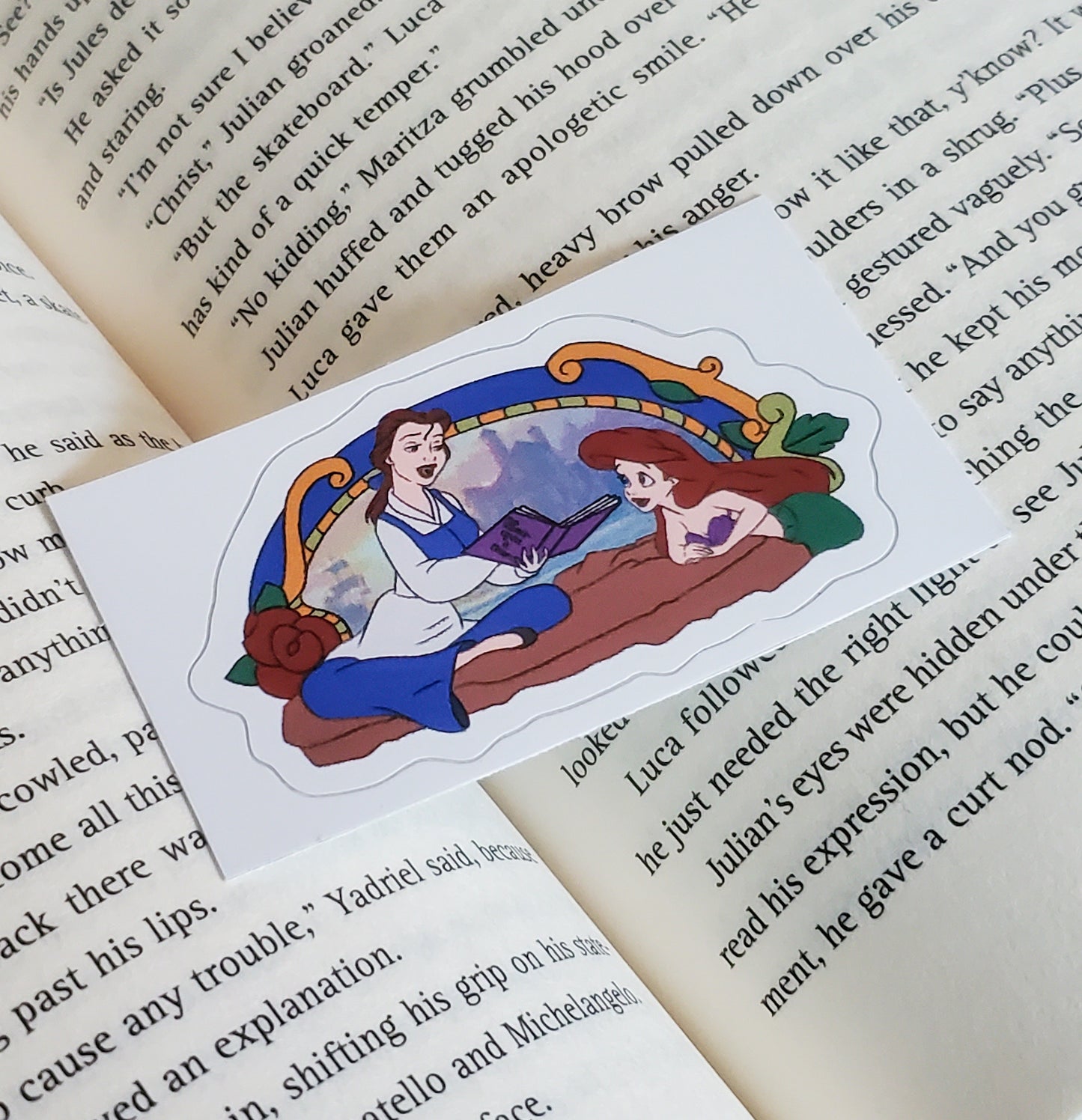 Bookish Princess reading to Mermaid Princess Vinyl Sticker