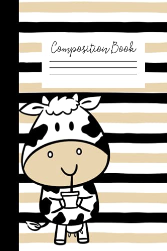 Cute Cow Composition Book - Striped Kawaii Cow Journal Diary - 6x9 inches. 100 pages College Ruled