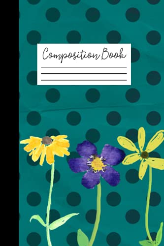 100 Page College Ruled Composition Book, Journal Diary , Turquoise, Roses, Rustic - 6x9 inches