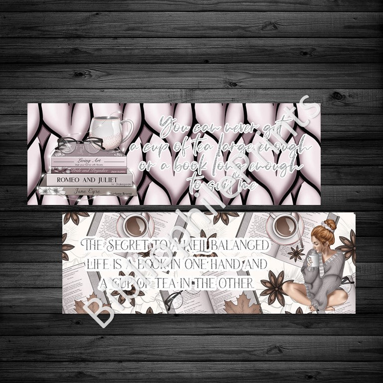 Book and Tea Double Sided Bookmark