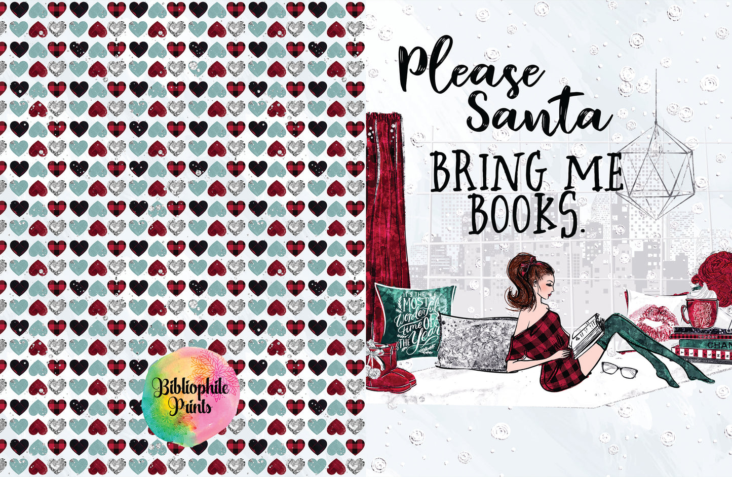 Please Santa, Bring Me Books Christmas Greeting Card