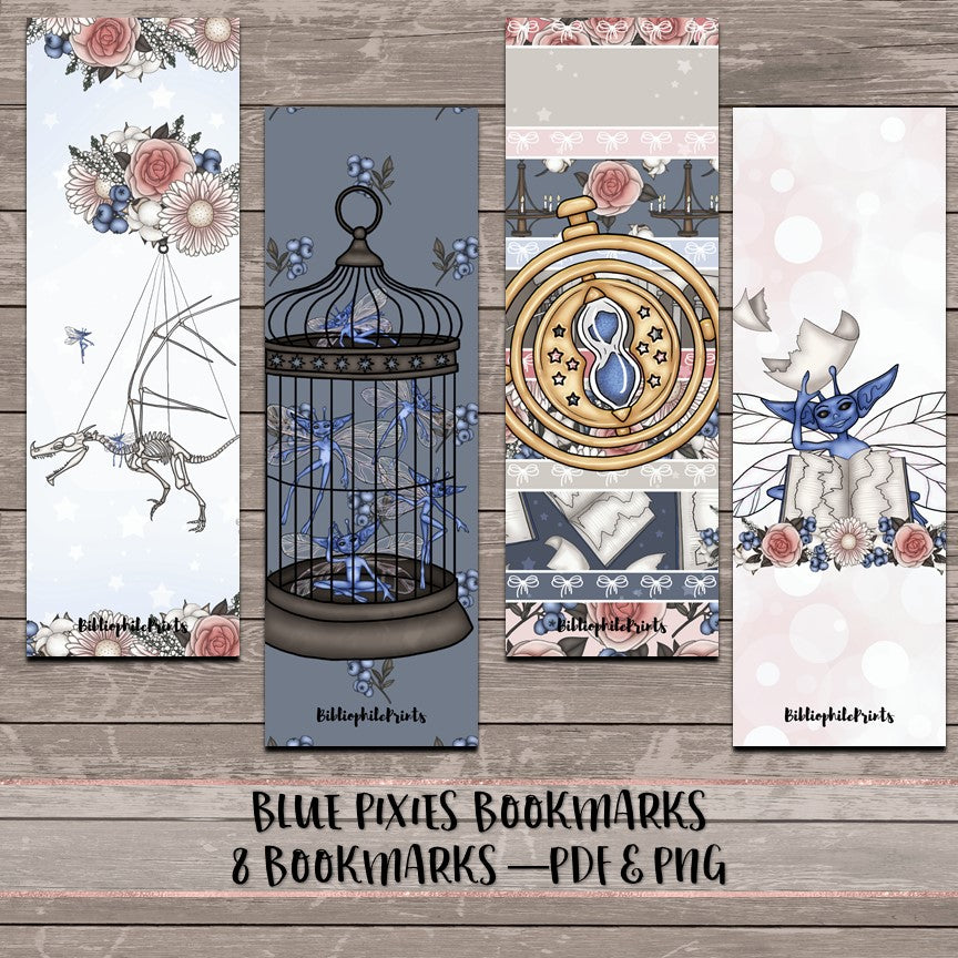 Blue Pixies  - Digital Bookmarks