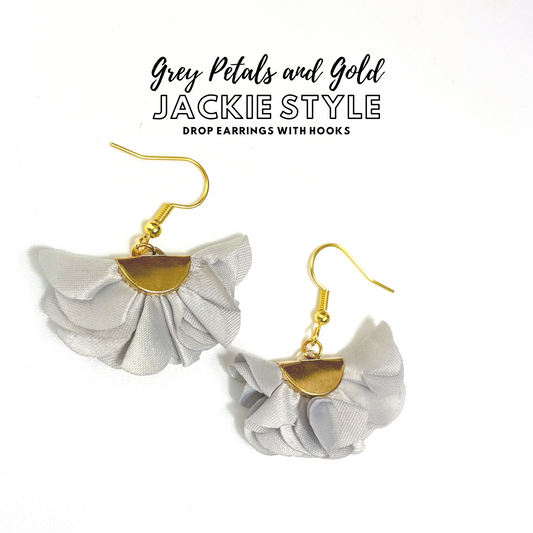 Jackie Style Earrings - Grey Petals | Dangle Earrings with Hooks