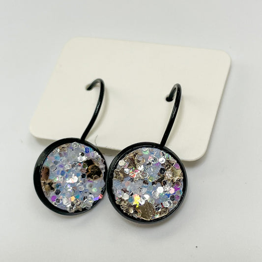 Light Blue Galaxy Glitter Katelyn Style 12 mm Stud Dangles Earrings | Kaitlyn Style Stud Earrings | 12 mm Stud Earring Set