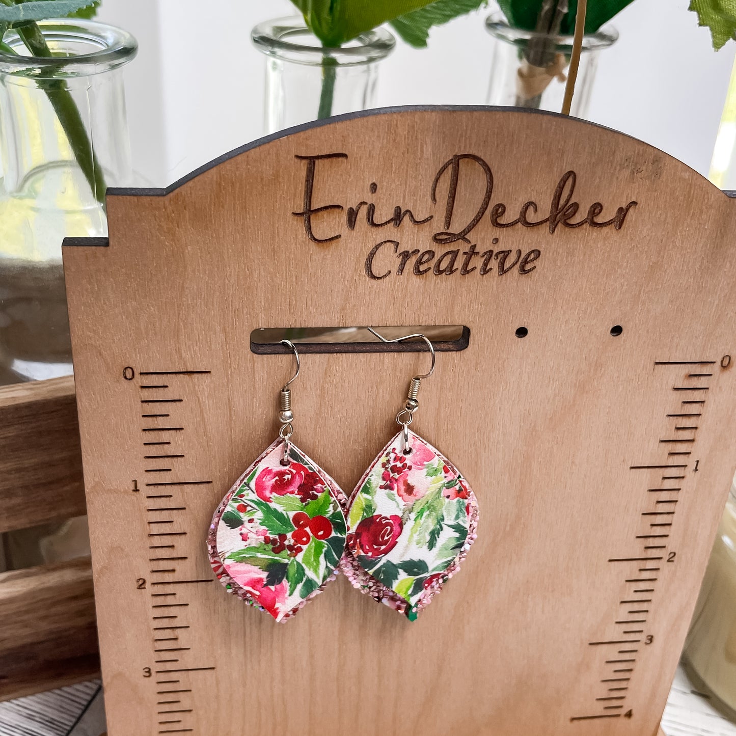 Christmas Florals Collection Earrings | Heather Style Dangle Earrings | Layered Bell Petal Shape