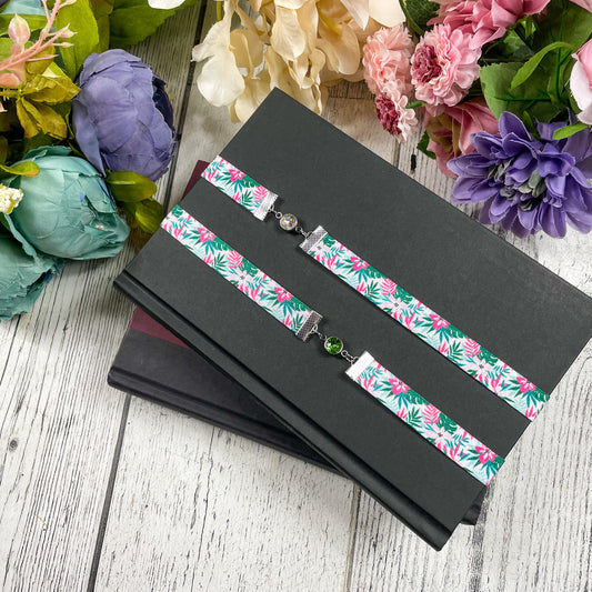 Tropical Florals Print Elastic Bookmarks