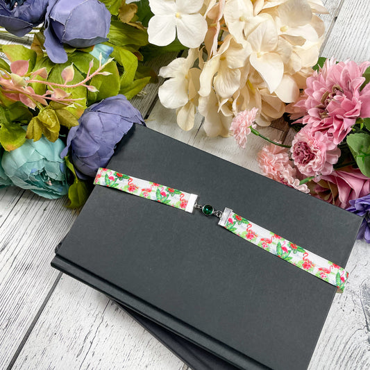 Tropical Florals Flamingo Print Elastic Bookmarks