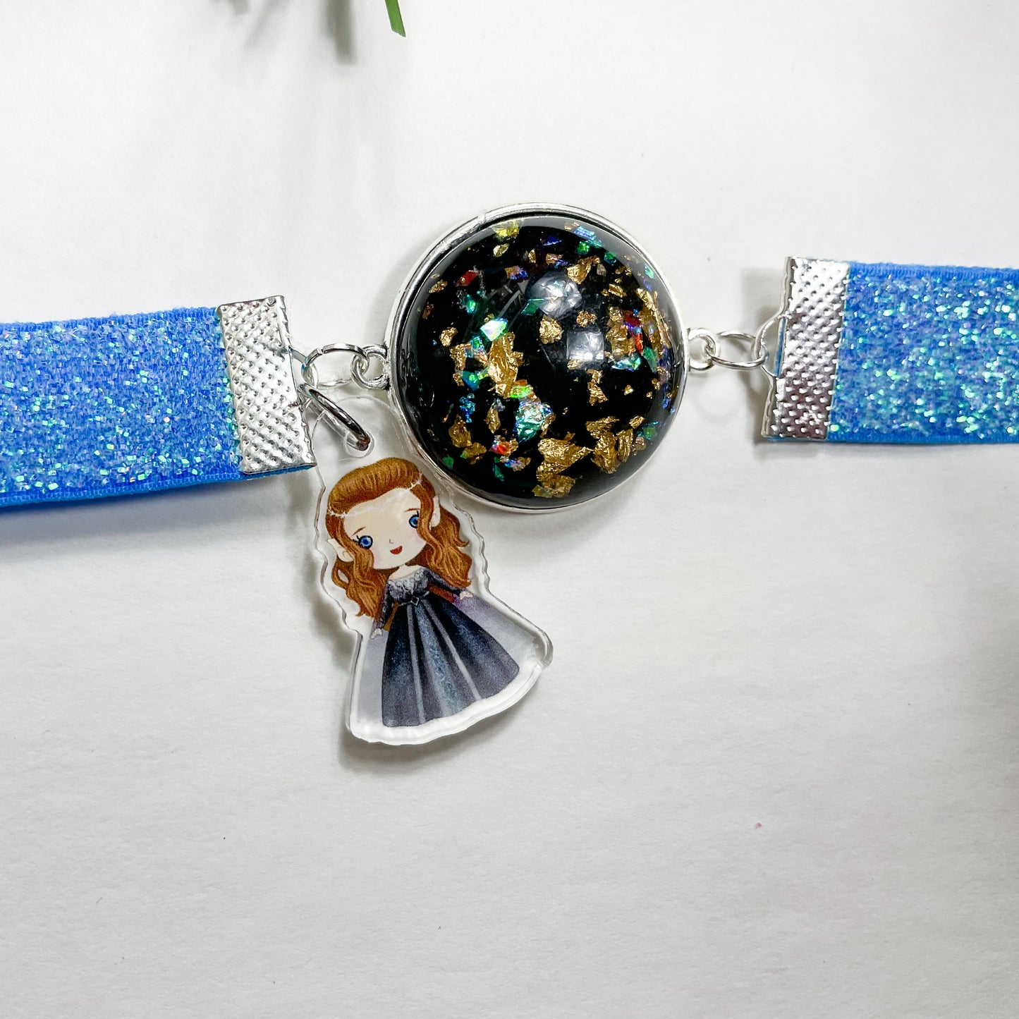 Feyre Blue Glitter Elastic Bookmarks | Kawaii Night Court Book Character Elastic Bookmarks