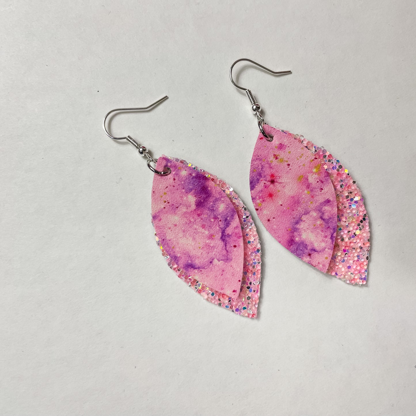 Light Pink Galaxy Earrings | Rebecca Style Dangle Earrings | Layered Petal Shape