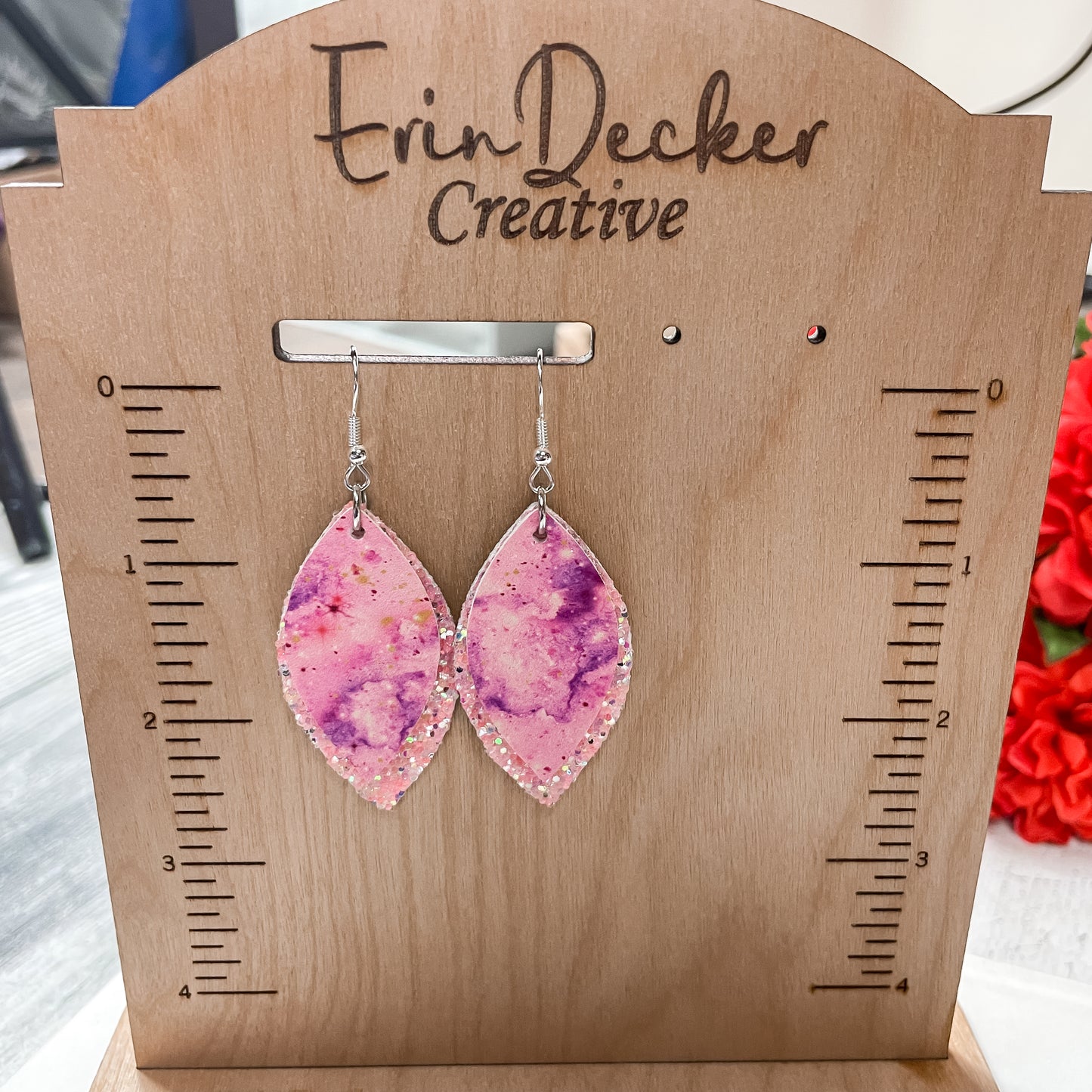Light Pink Galaxy Earrings | Rebecca Style Dangle Earrings | Layered Petal Shape
