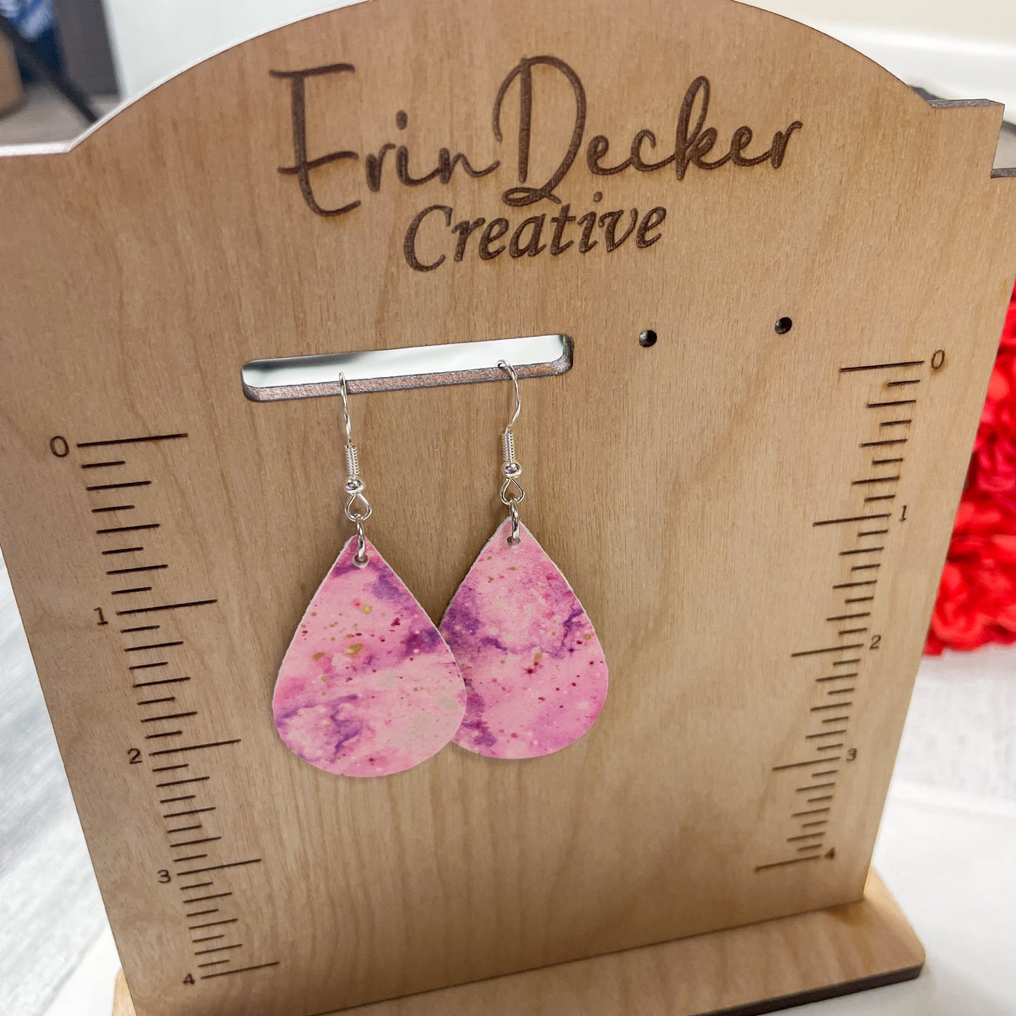 Light Pink Galaxy Earrings | Emily Style Dangle Earrings | Layered Teardrop Shape