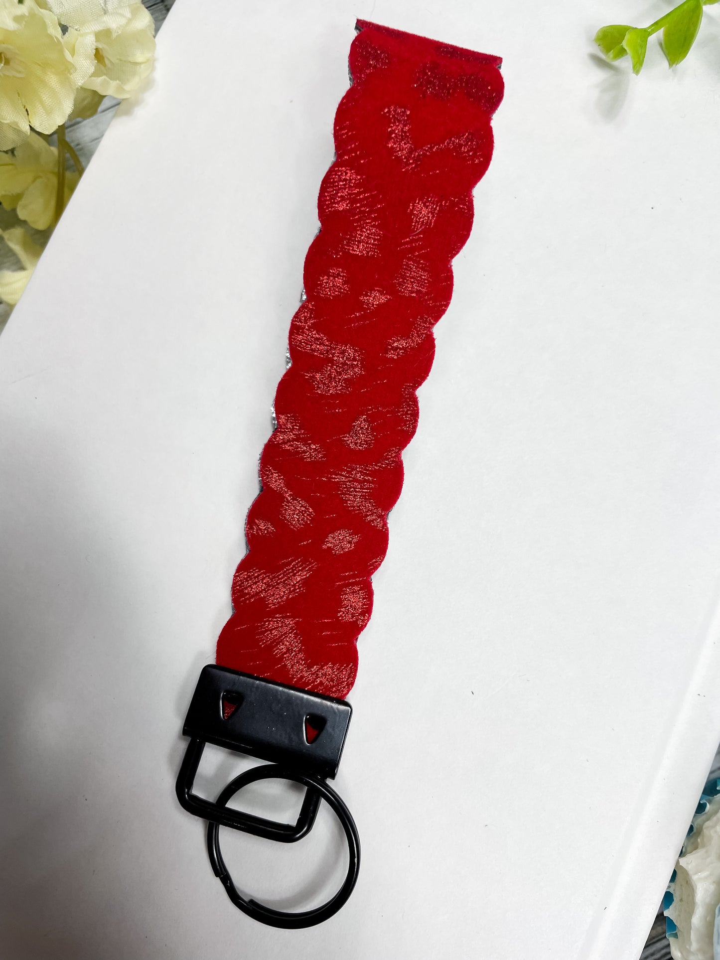 Valentine's Wristlet and Heart Coin Pouch Velvet Red Leopard Print | Keychain Wristlets | Plain Keychain Wristlet | Quarter Pouch Keychain | Coin Purse
