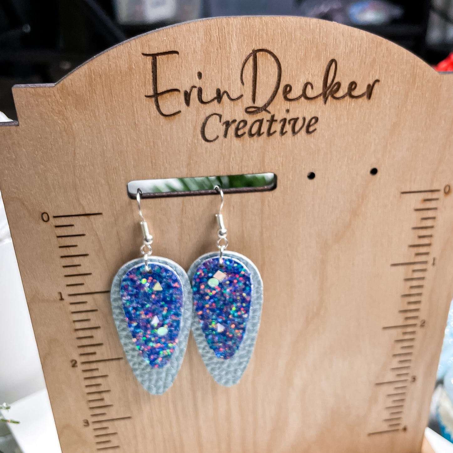 Blue and Silver Totally 90s | Stephanie Style Dangle Earrings | Layered Ovoid/Oval Shape