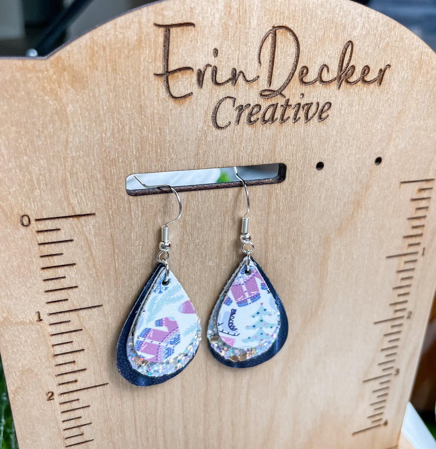 Winter Blues Layered Earrings | Emily Style Dangle Earrings | Layered Teardrop Shape