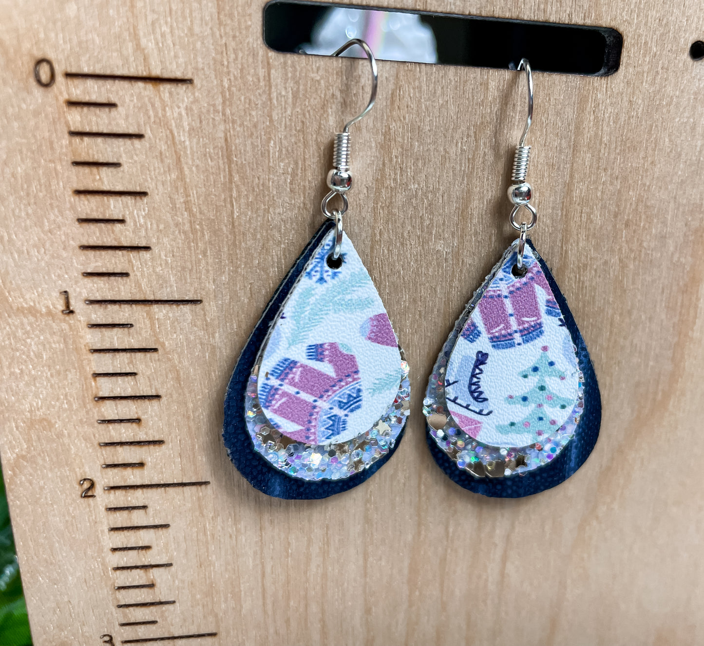 Winter Blues Layered Earrings | Emily Style Dangle Earrings | Layered Teardrop Shape