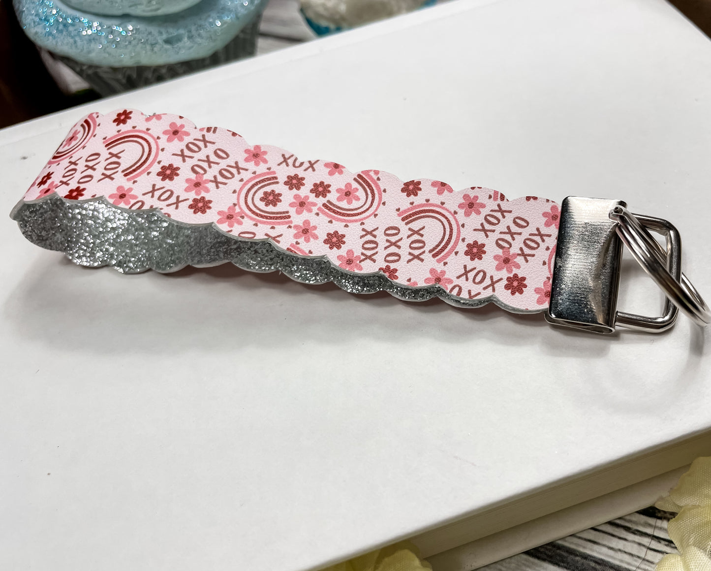 Valentine's Rainbow XOXO Leather Key Chain | Keychain Wristlets | Plain Keychain Wristlet