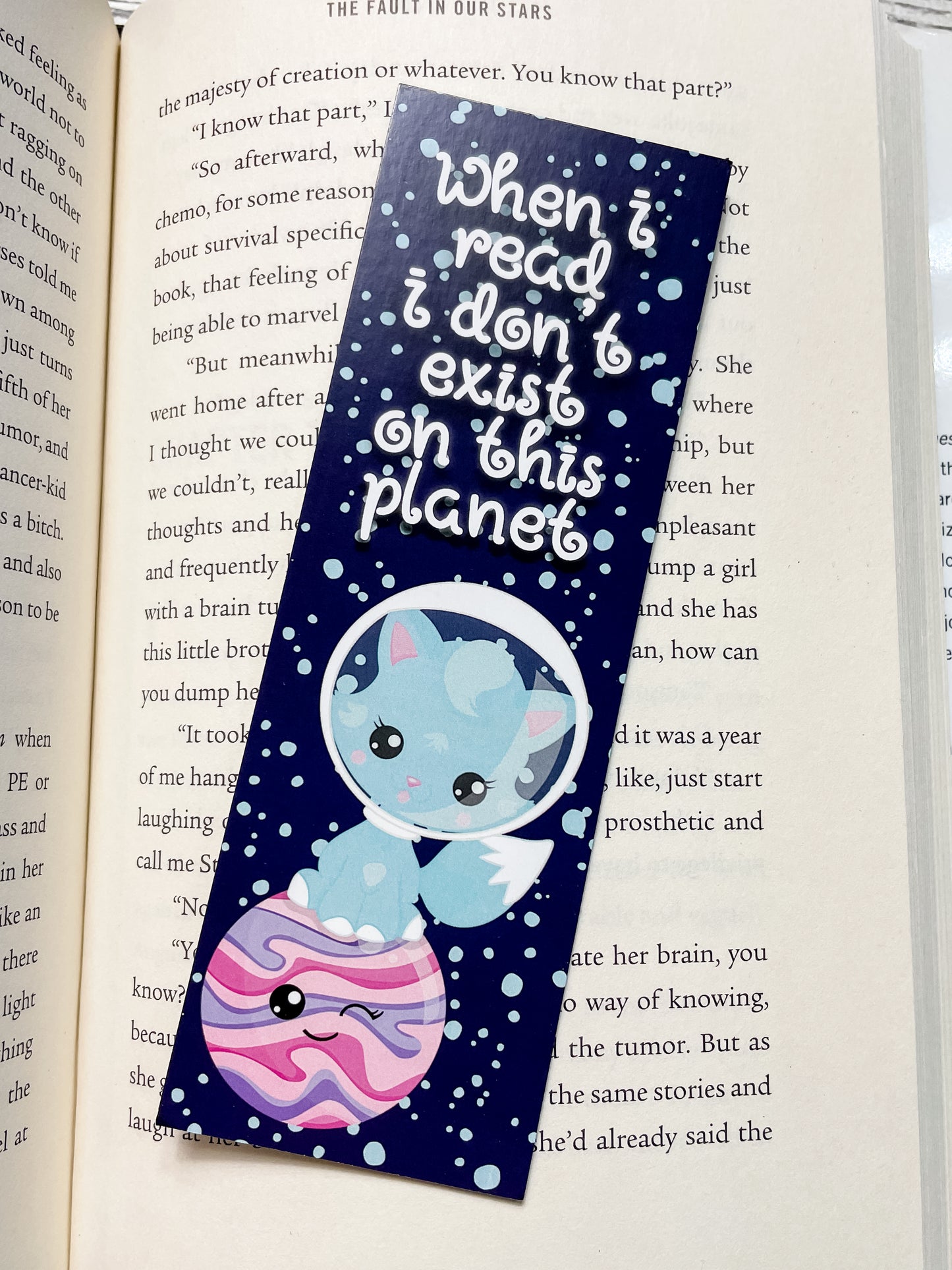 When I Read I Don't Exist on this Planet Space Kitty Bookmark