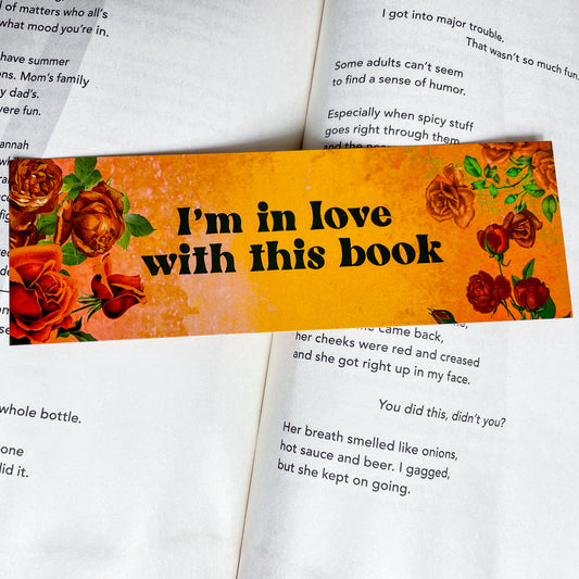 I Love This Book Bookmark | Vintage Orange Roses | Vintage Ephemera Bookmark