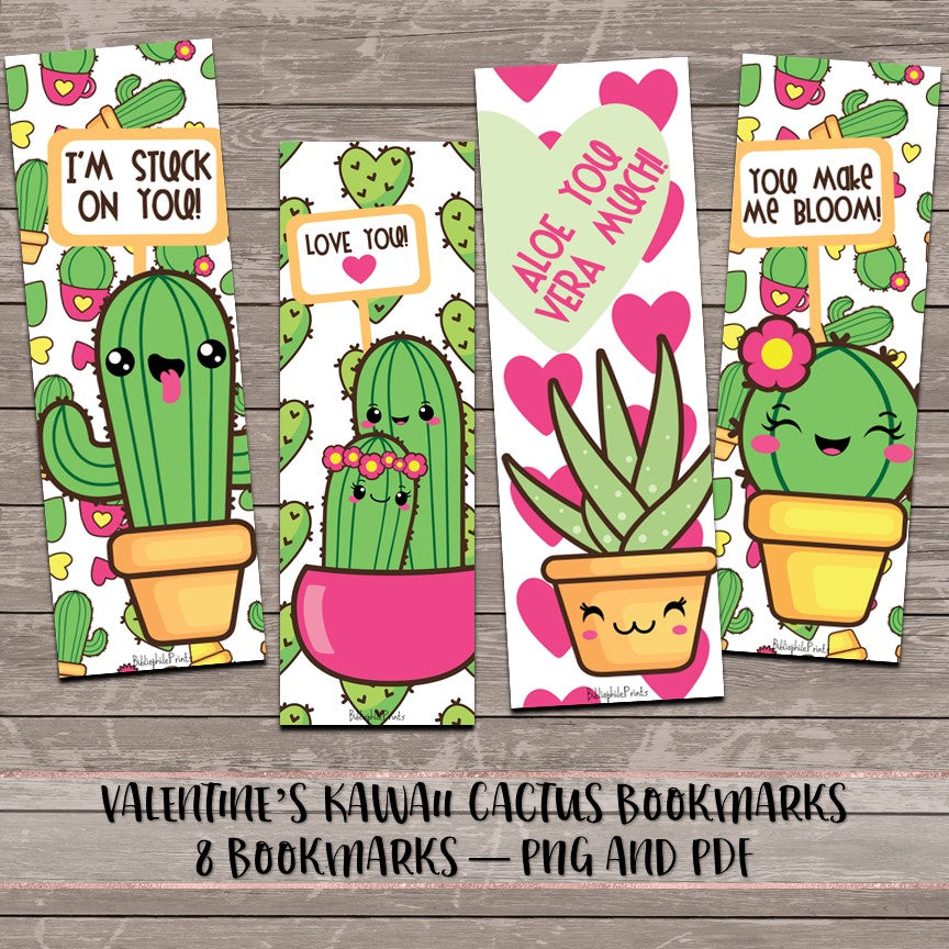 Kawaii Cactus  - Digital Bookmarks