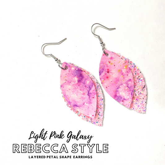 Light Pink Galaxy Earrings | Rebecca Style Dangle Earrings | Layered Petal Shape