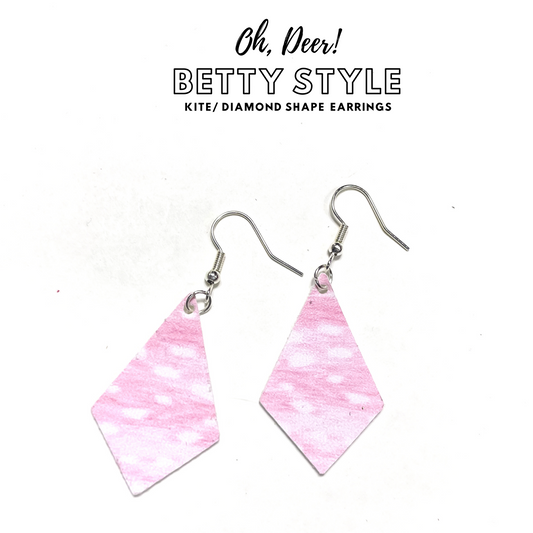 Oh, Deer Pink Fawn Earring Collection | Betty Style Dangle Earrings | Diamond Shaped Hook Earrings