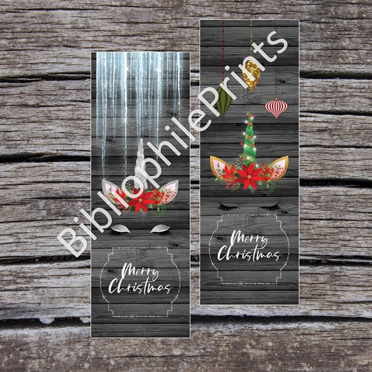 Christmas Unicorn Double Sided Bookmark