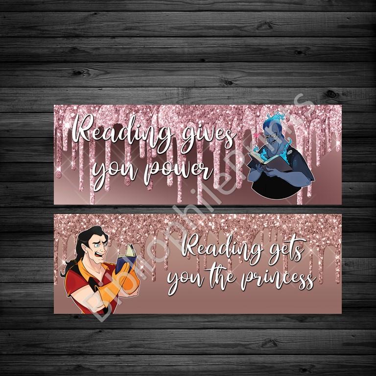 Reading Villains - Hades and Gaston Double Sided Bookmark - bibliophileprints