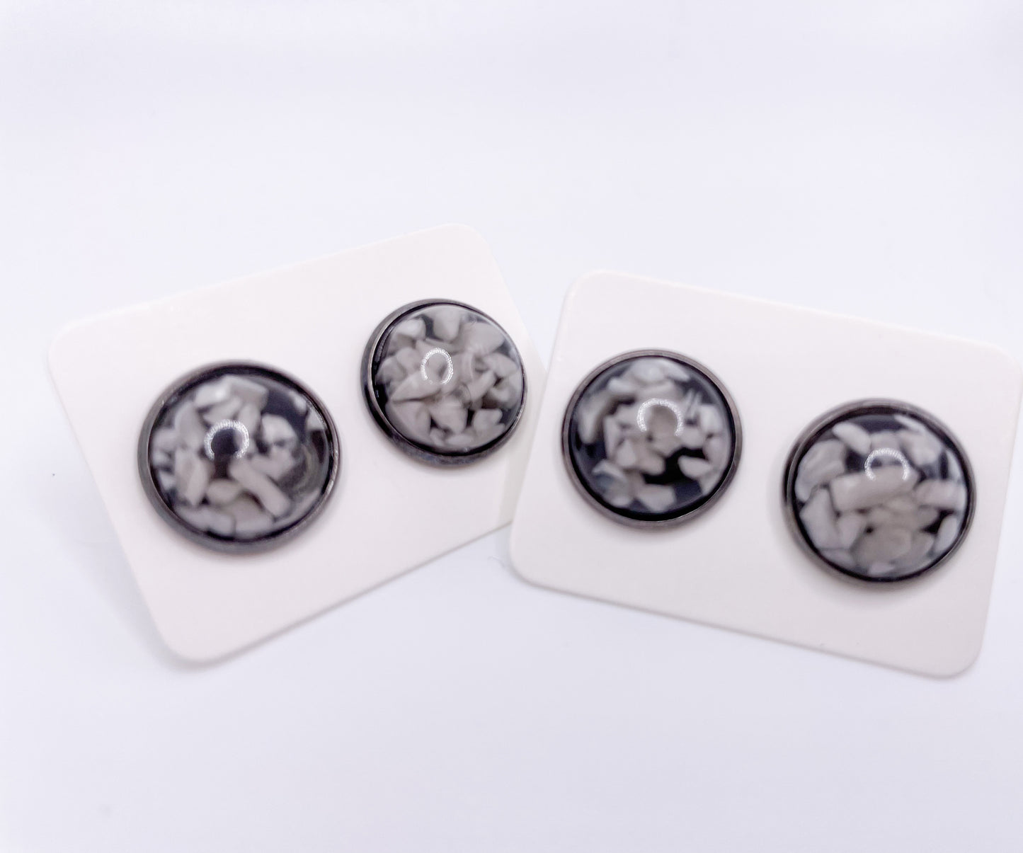 Grey Spots | Katelyn Style Earrings |12 MM Round Studs | Round Stud Earrings