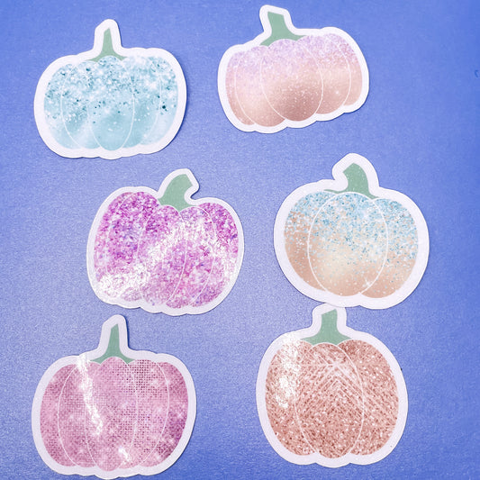 Pastel Pumpkins Sticker Pack- Planner Sticker - Computer Decal - Sparkly Sticker