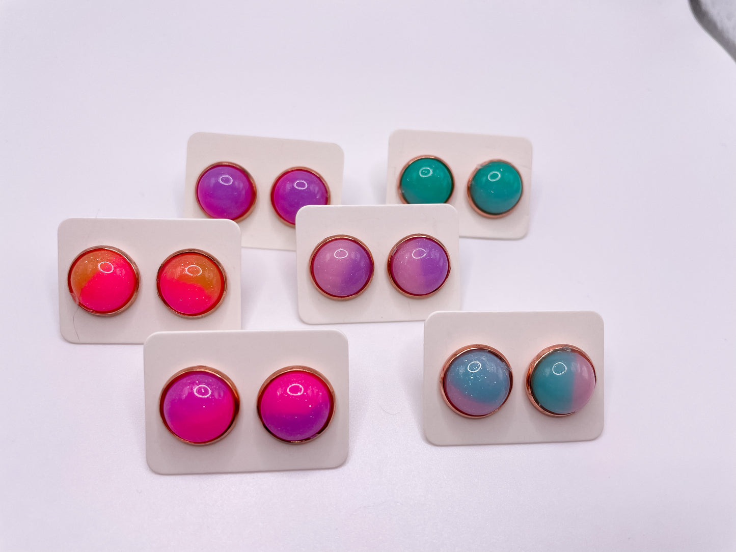 Neon 80s Style Earring Studs | Katelyn Style Earrings |12 MM Round Studs | Round Stud Earrings